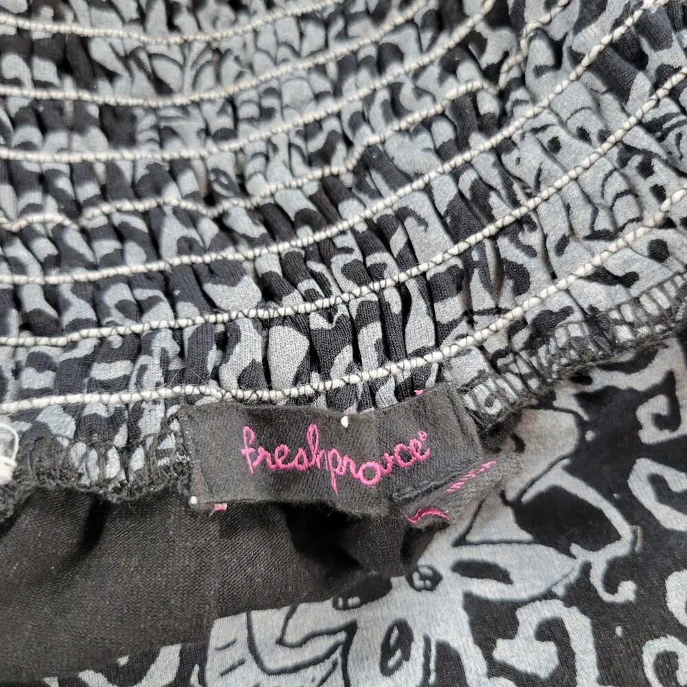 Fresh Produce Maxi Tank Dress Womens M Black Gray Floral Smocked Sleeveless USA - Image 16