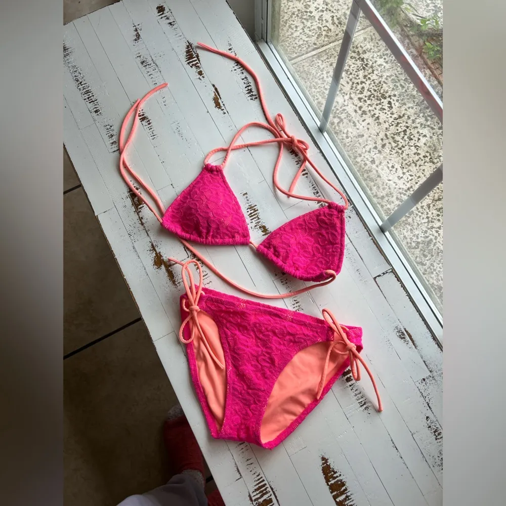 Victoria secret hot pink lace bikini set - Image 2