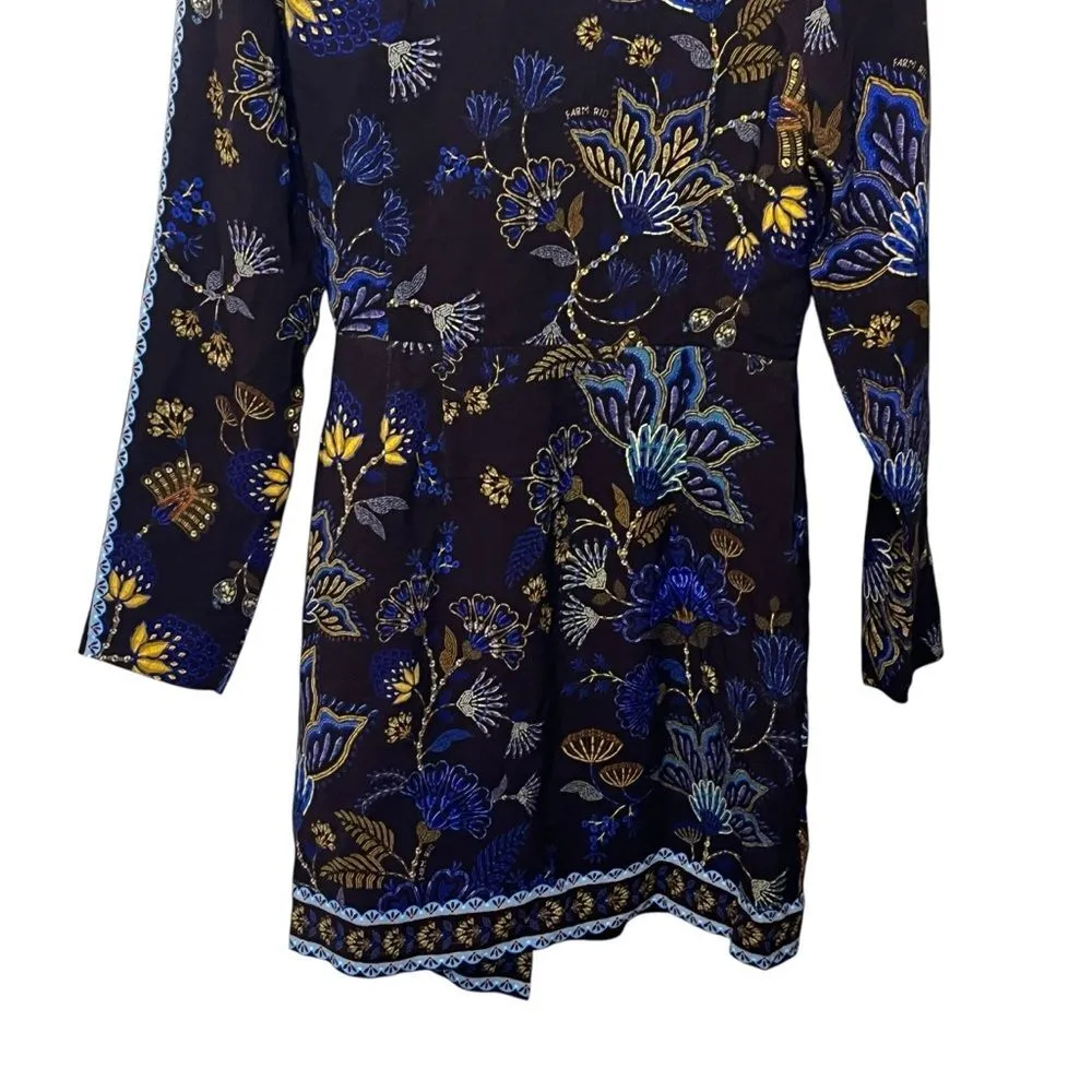 FARM Rio NWT Brown Garden Wrap Dress Women’s Size Medium Embroidered Floral Eco - Image 5
