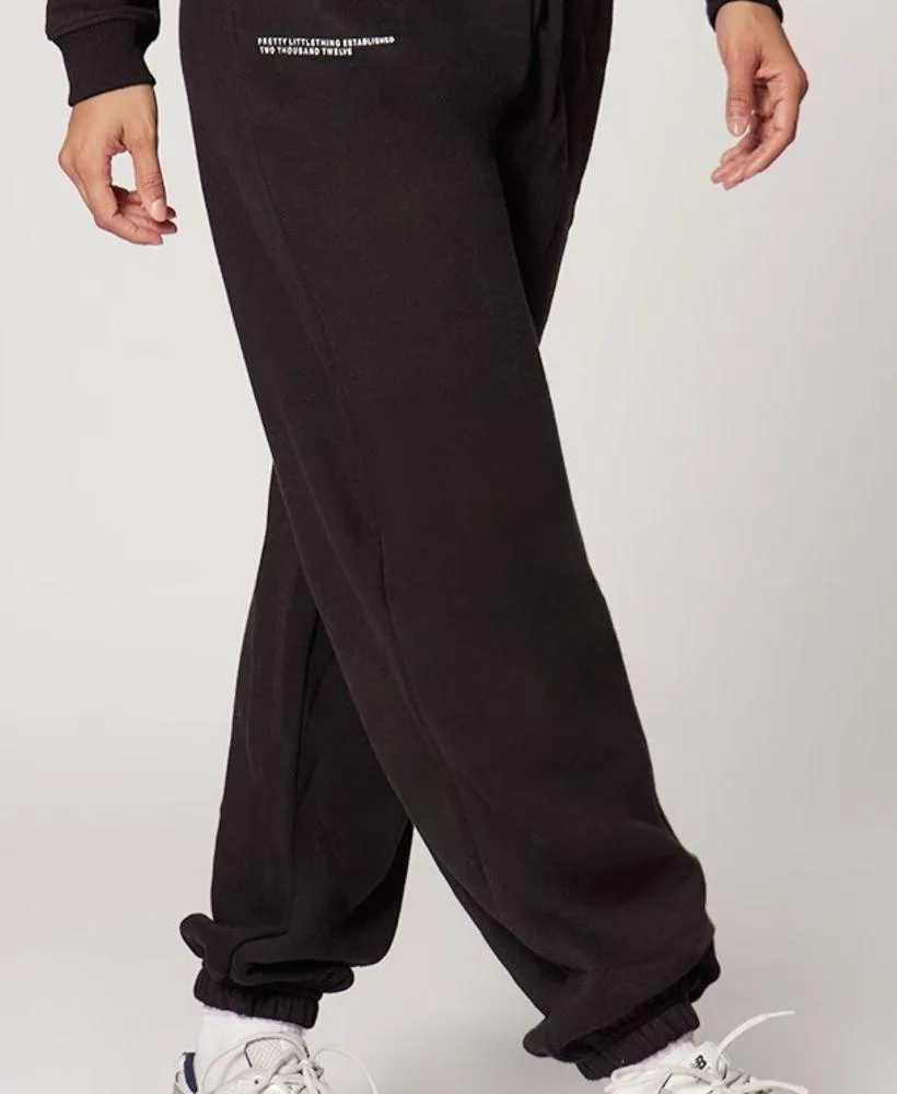 01PLT.- PRETTYLITTLETHING Plus Black EST 2012 Printed Jogger Size XL - Image 4