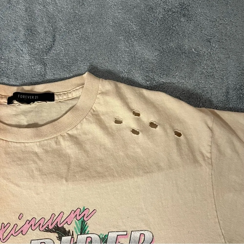 Forever 21 Cool Rider Graphic Tee Vintage Car Print Distressed Shirt Size Medium - Image 5