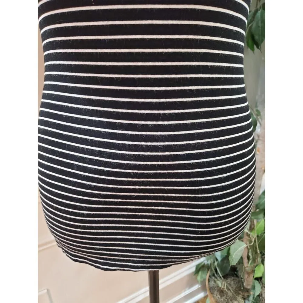 White House Black Market Women Striped Rayon Round Neck Sleeveless Top Blouse XS - Image 4