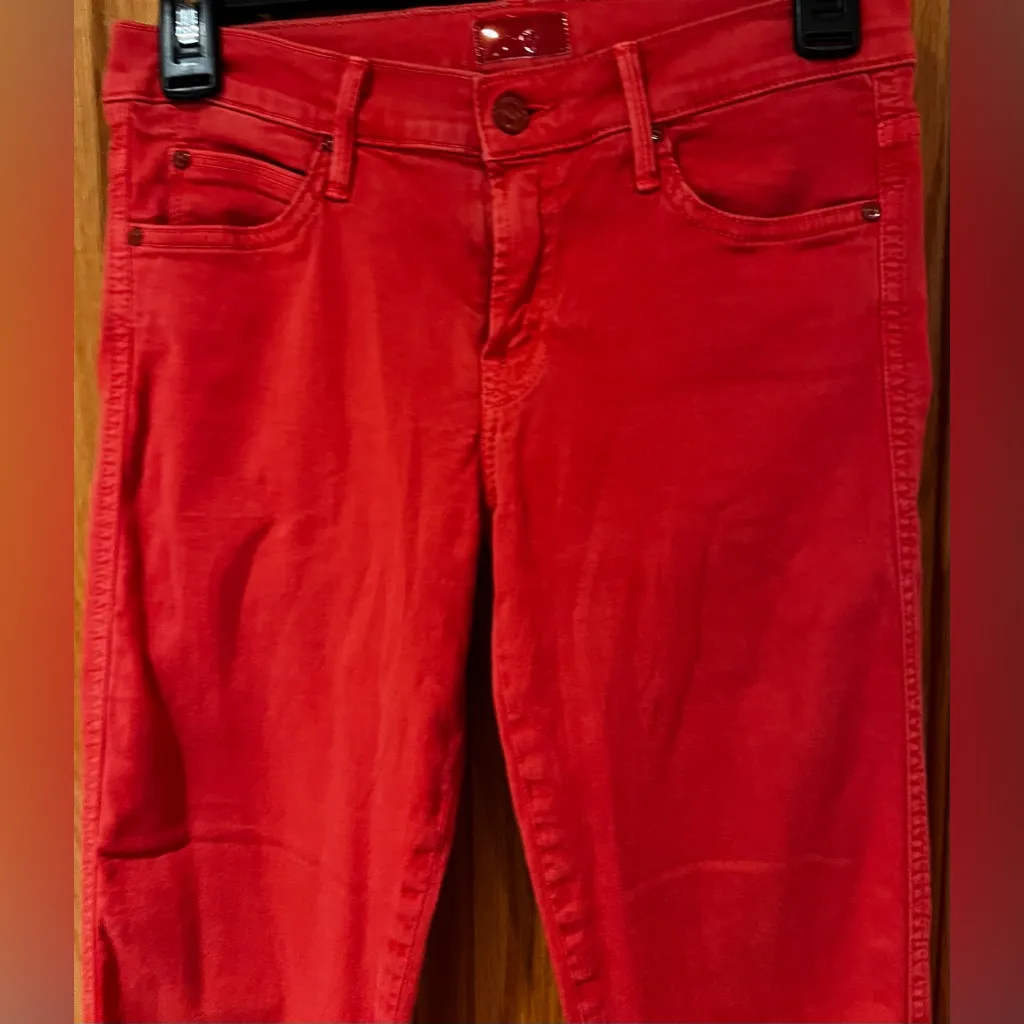 MOTHER The Rascal Cuff Premium Stretch Denim Jeans in Rambutan Red Size 27 - Image 14