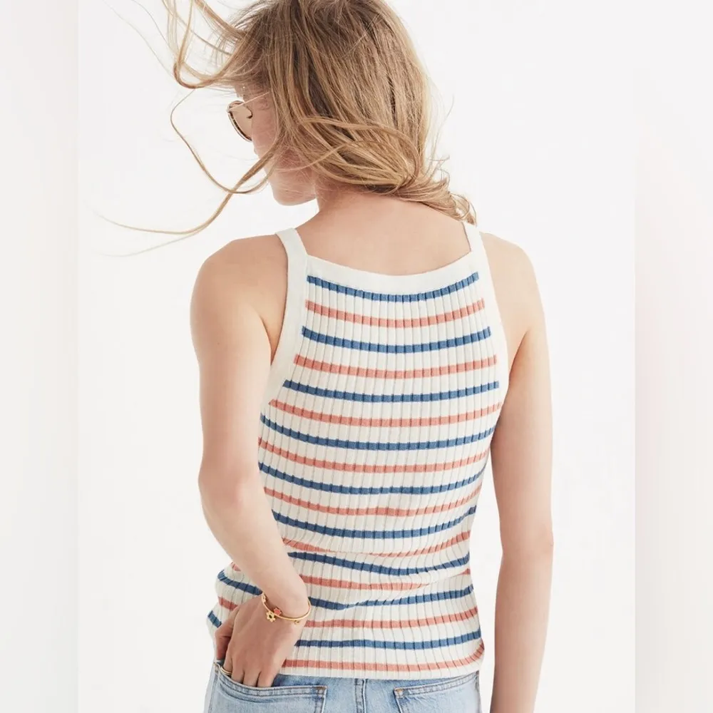 Madewell Apron Sweater Tank in Stripe -Size XL - Image 2