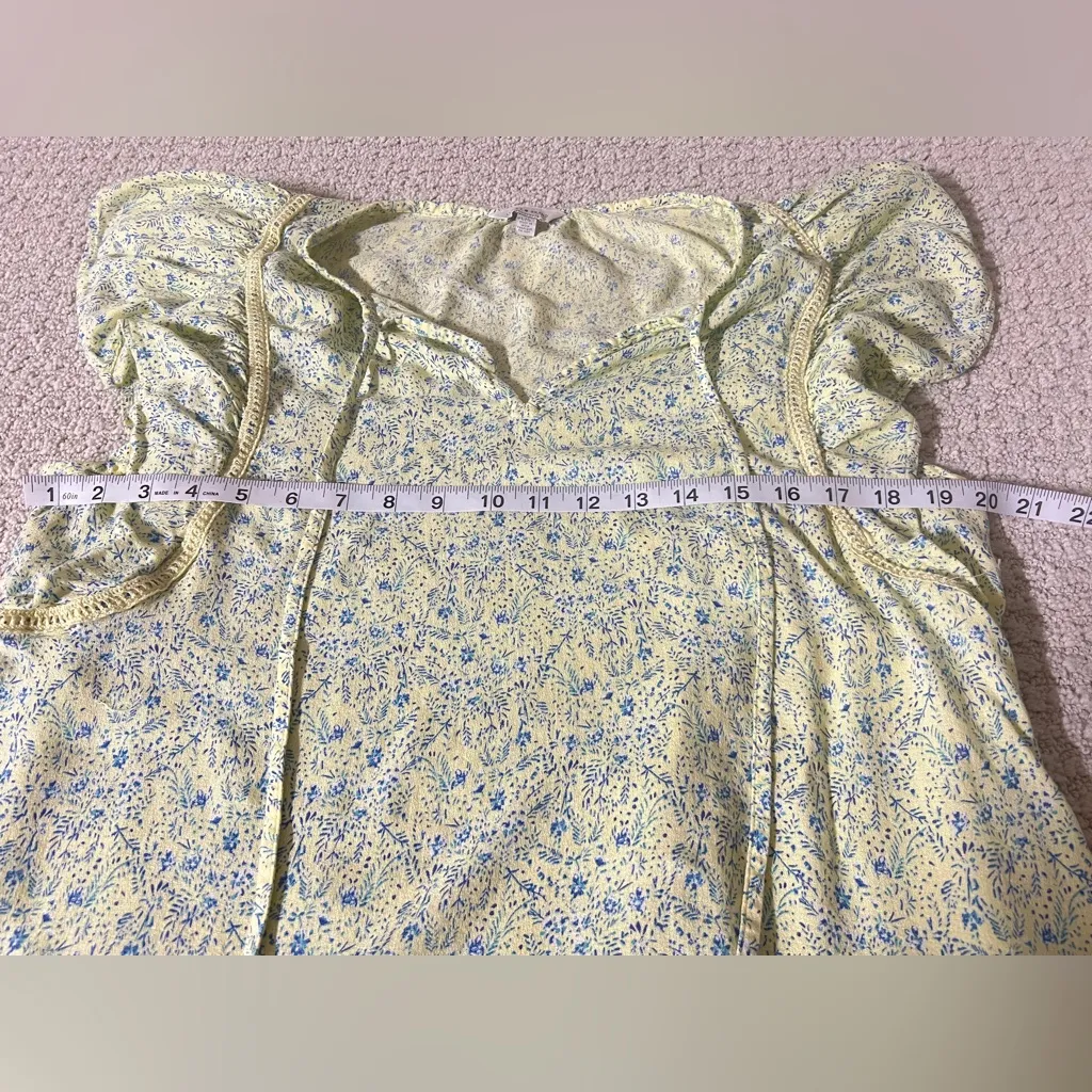 Lucky Brand Floral Ruffle Sleeve Blouse - Yellow and Blue - Image 4