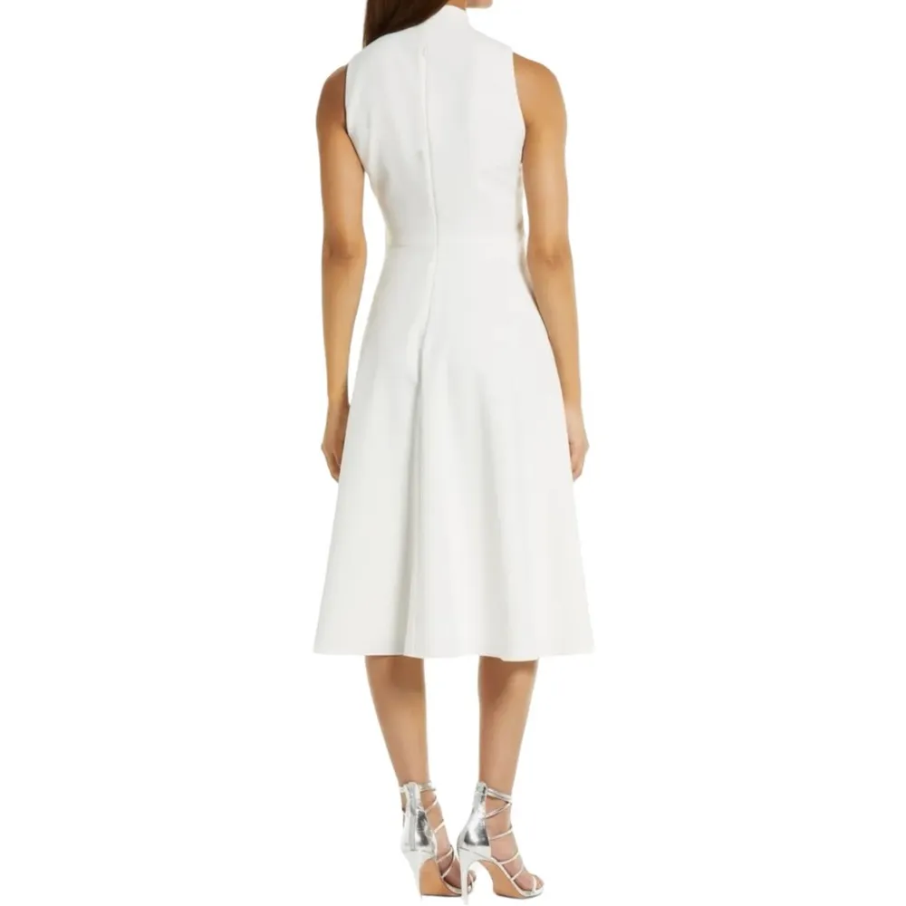 NWT Black Halo Carolina Sleeveless Neck Tie Fit and Flare Midi Dress in Pearl 8 - Image 9
