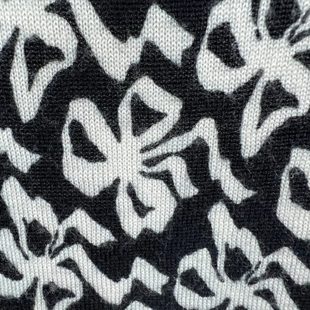 J Crew Sweater Medium Black White Ribbon Bow Wool 3/4 Sleeve‎ Crew Neck Womens - Image 7