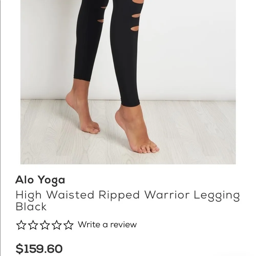 Alo‎ Yoga High Waisted Ripped Warrior Legging in Black Size Medium - Image 15
