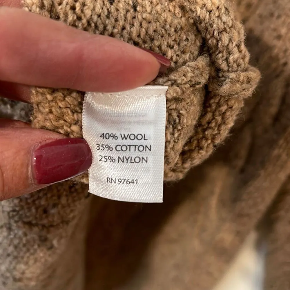 J.Jill Women's Knit Sweater Long Pullover Wool Blend Camel Brown Size‎ Medium - Image 5