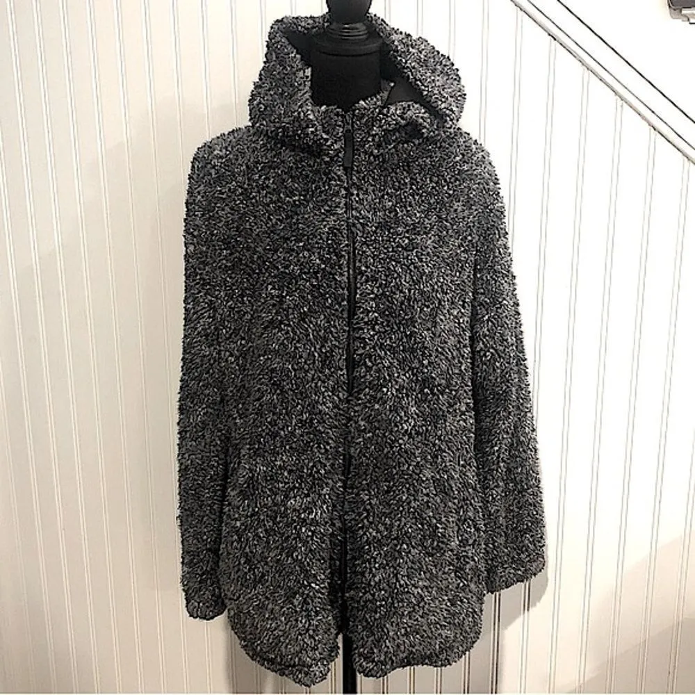 SANTA FE APPAREL Womens Black Full Zip 3/4 Length Hooded Sherpa Teddy Jacket XXL - Image 15