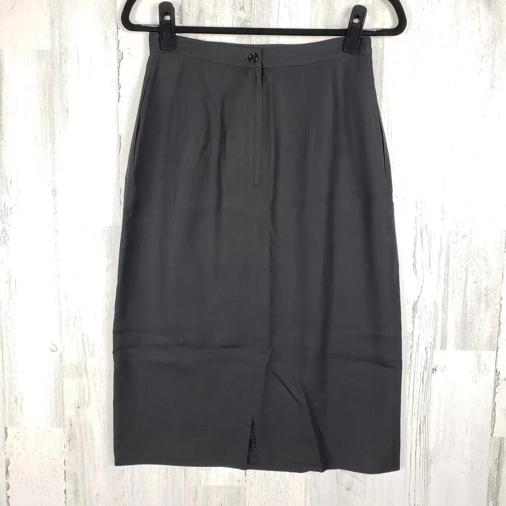Harve Benard Vintage 80s Black Midi Pencil Skirt Women's Size 10 - Image 6
