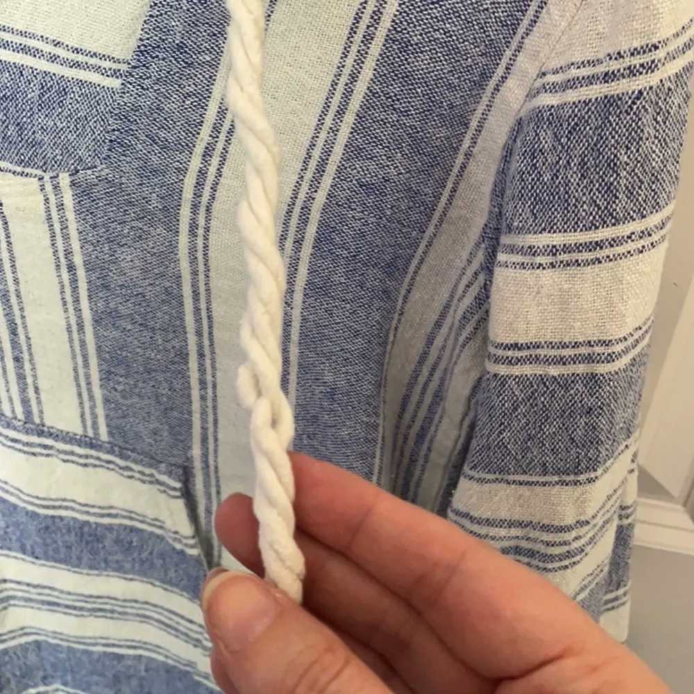 Linen Blend Baja Striped Hoodie Blue Size M - Image 3