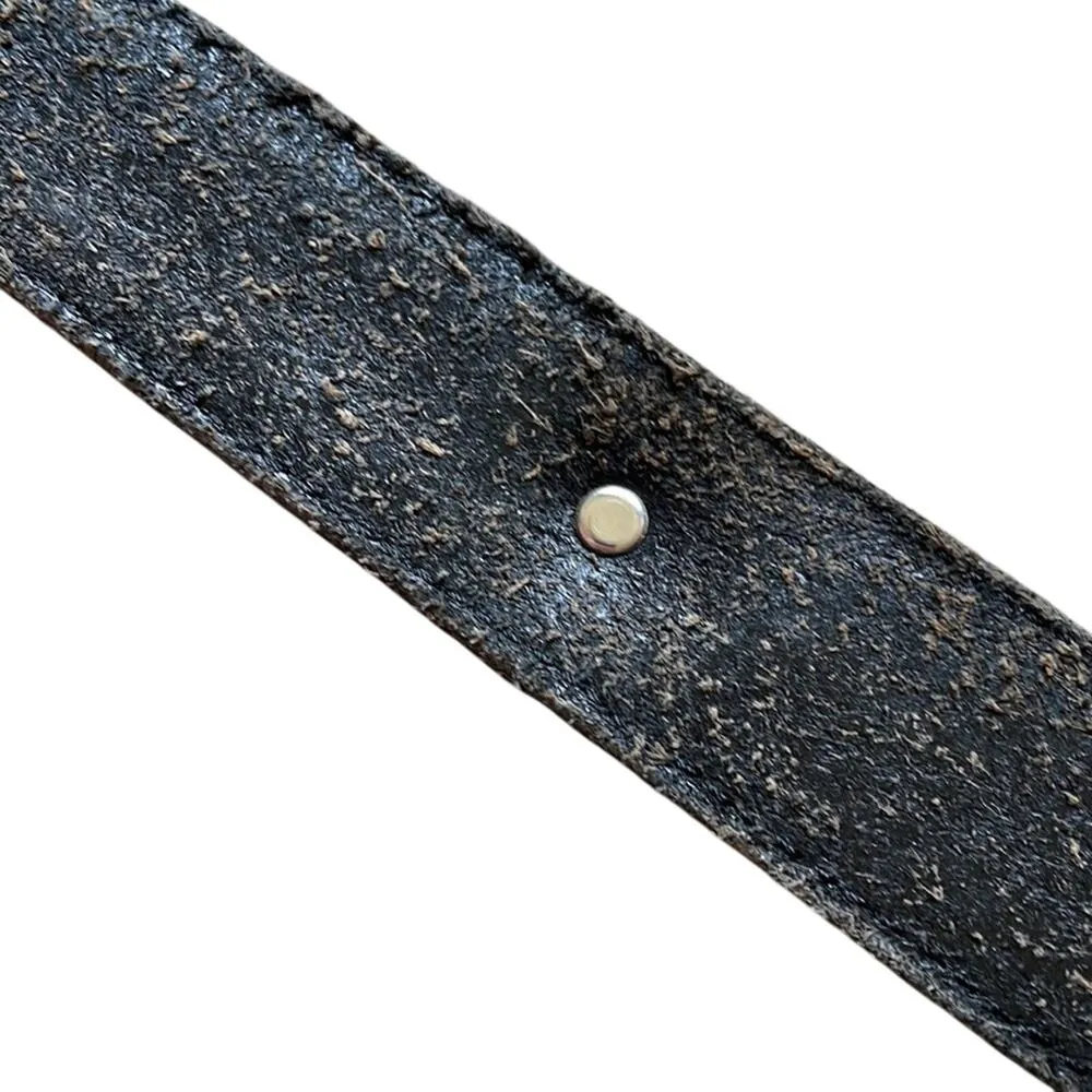 Vintage Black Braided Conch Inlay Leather Belt size Medium - Image 6