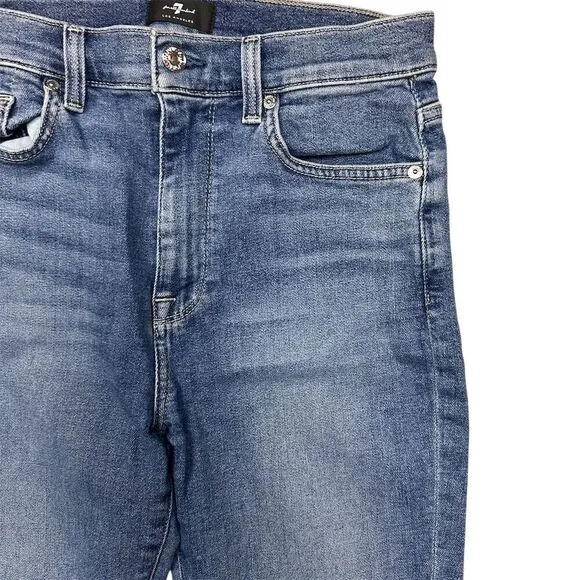 7 For All Mankind Women's High Waist Ankle Skinny Jeans Blue Size 28‎ - Image 2