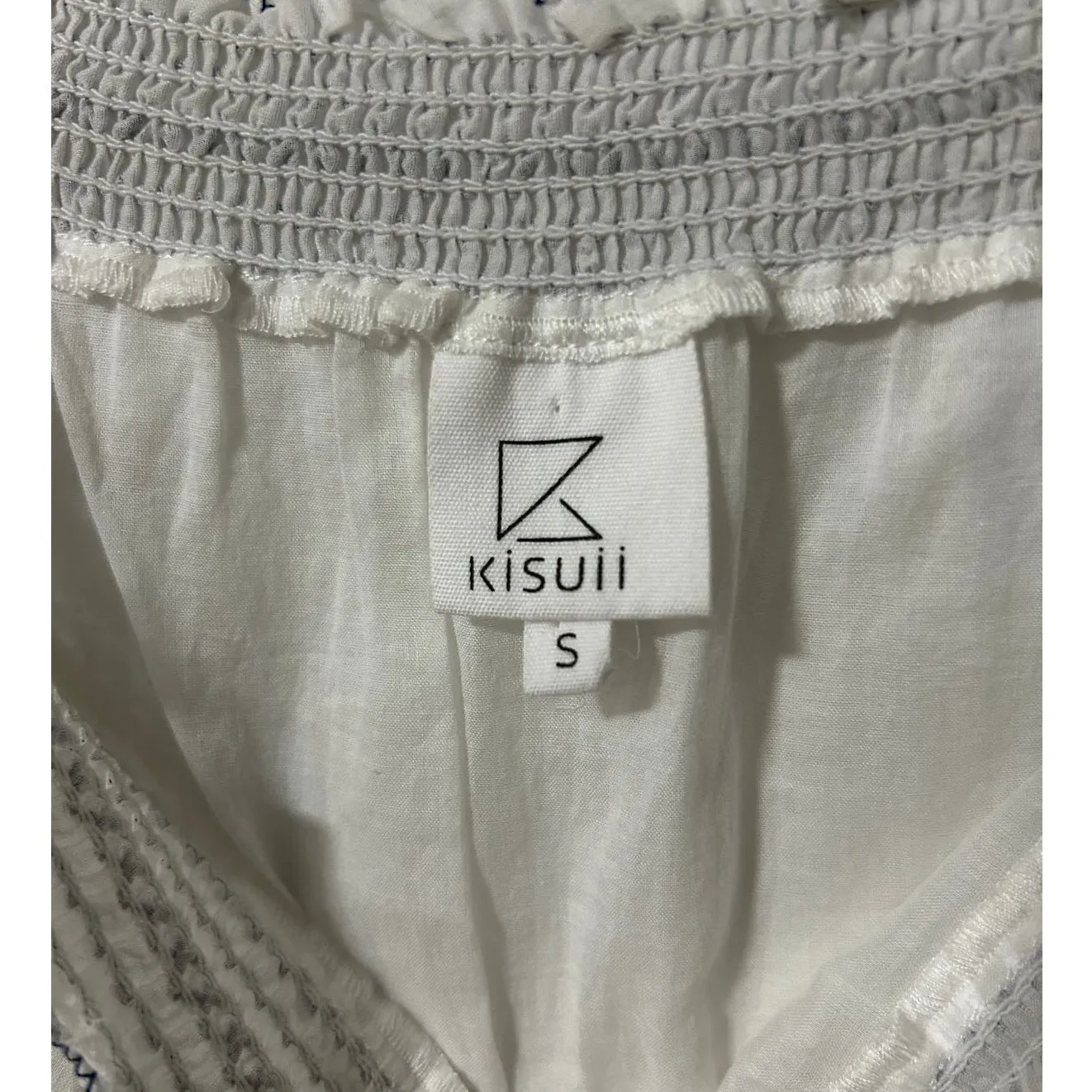 Kisuii Bohemian Tiered Off Shoulder Cotton Mini Dress cottagecore beachwear‎ White - Image 5