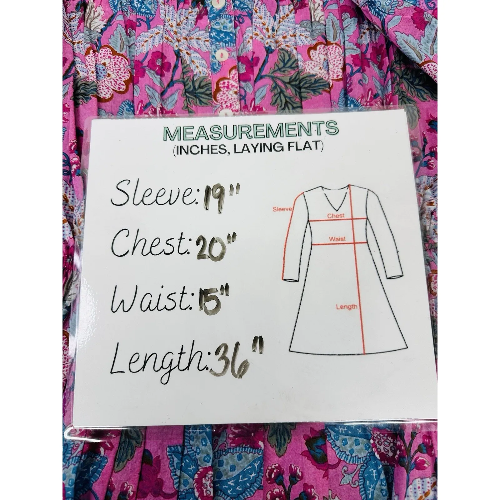 NWT Maisie Floral Ballon 3/4 Sleeve 100% Cotton Minidress Pink Ethnic Size Large - Image 10