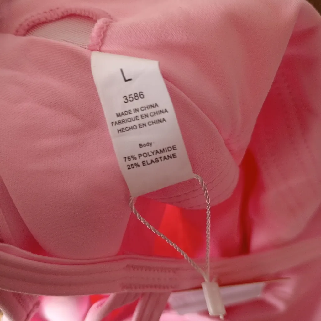 ABOCIW Pink Strappy Sports Cami Top Large Stretchy Active Tank Workout - Image 7