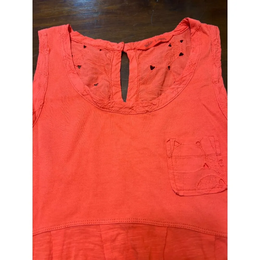 Woolrich Coral Sleeveless Dress Jersey Knit Keyhole Back Eyelet Size Small - Image 3