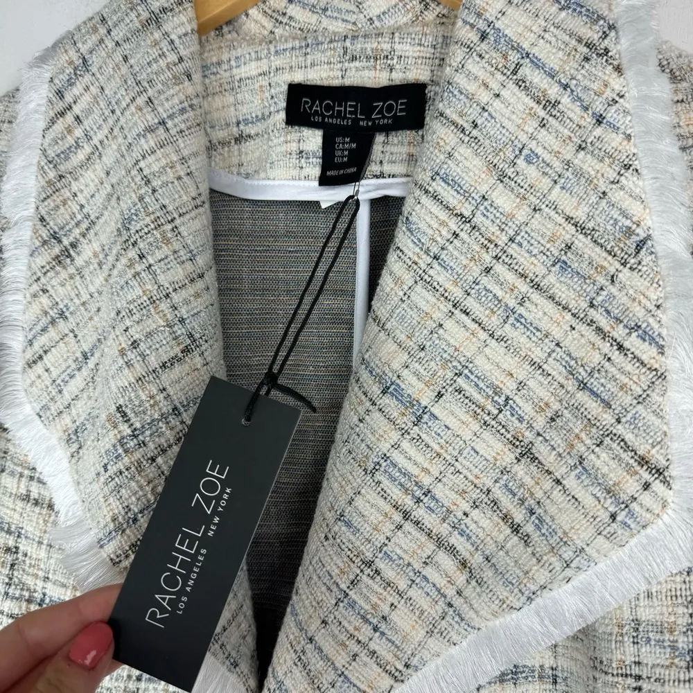 NWT Rachel Zoe Tweed Fringe Open Front Blazer Jacket Sz Medium - Image 5