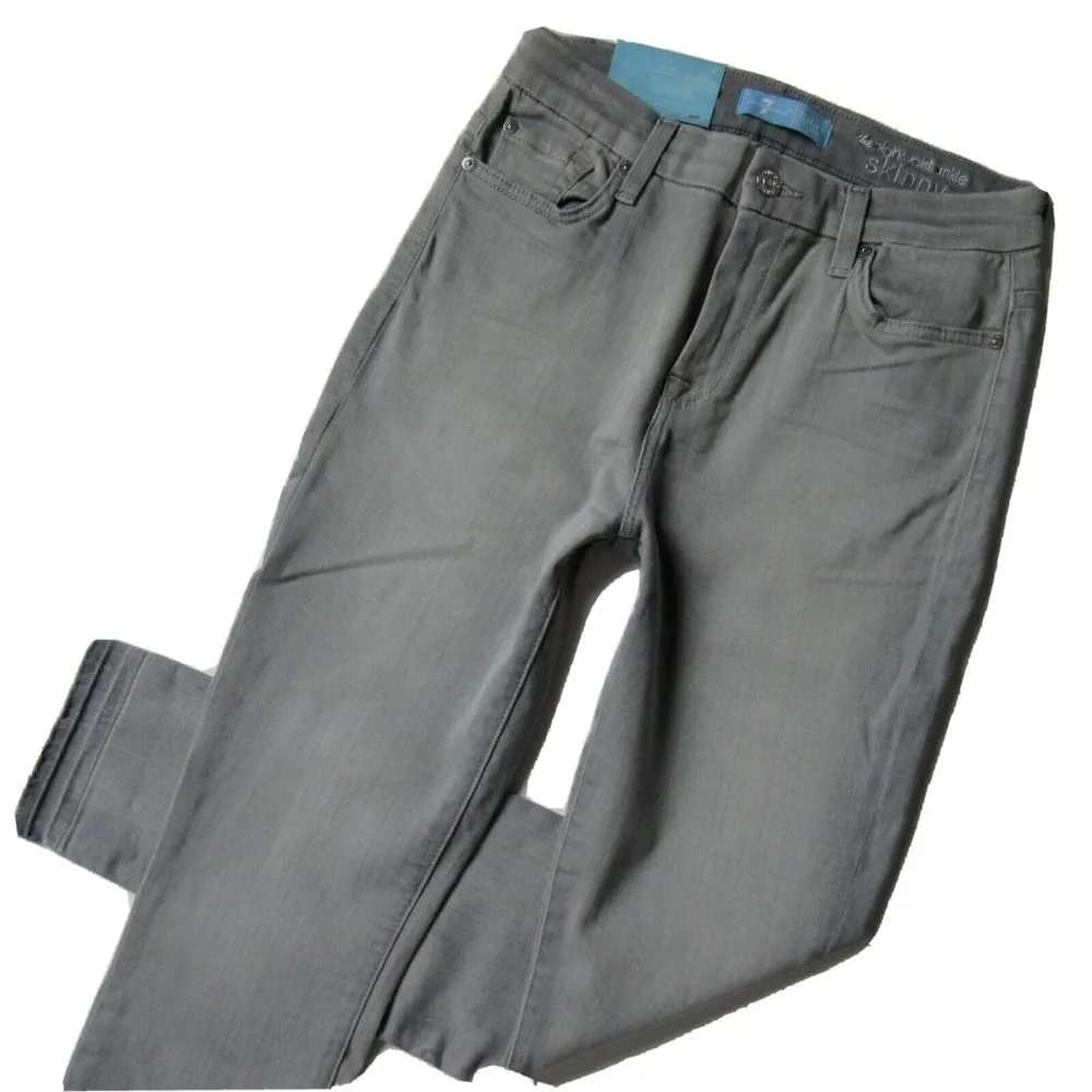 NWT 7 For All Mankind High Waist Ankle Skinny Powder Grey b(air) Stretch Jean 27 - Image 3