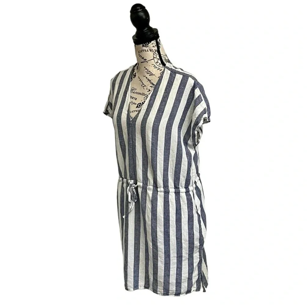 Rails Wren Stripe Linen Mini Dress Women’s L Nautical Preppy Coastal Beach - Image 4