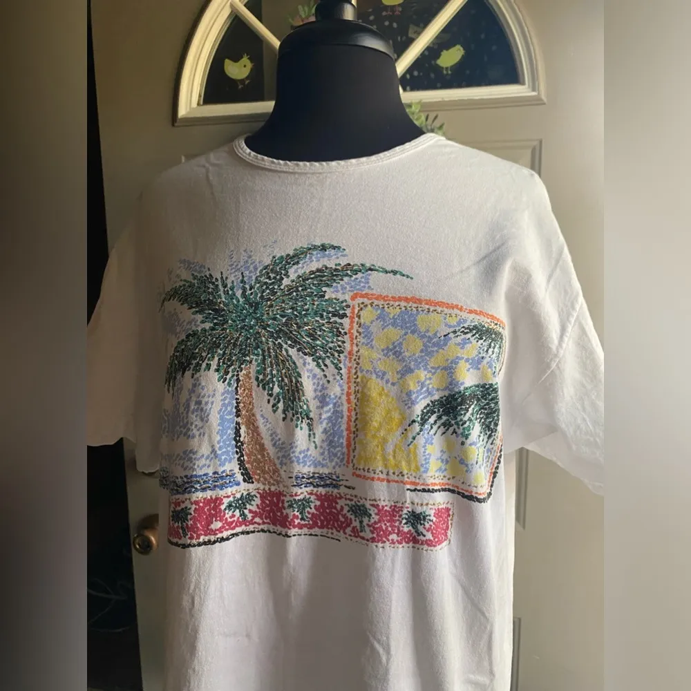 Vintage Wear Abouts tropical palm tree cotton swim coverup dress, size medium Green - Image 10