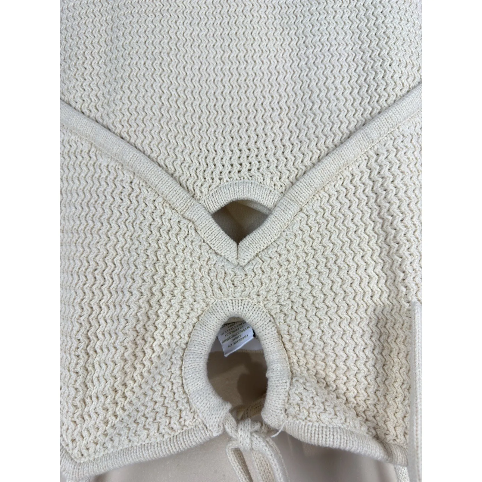 House Of Harlow 1960 Size M Beige Knit Fitted Spaghetti Strap Beach Dress - Image 8