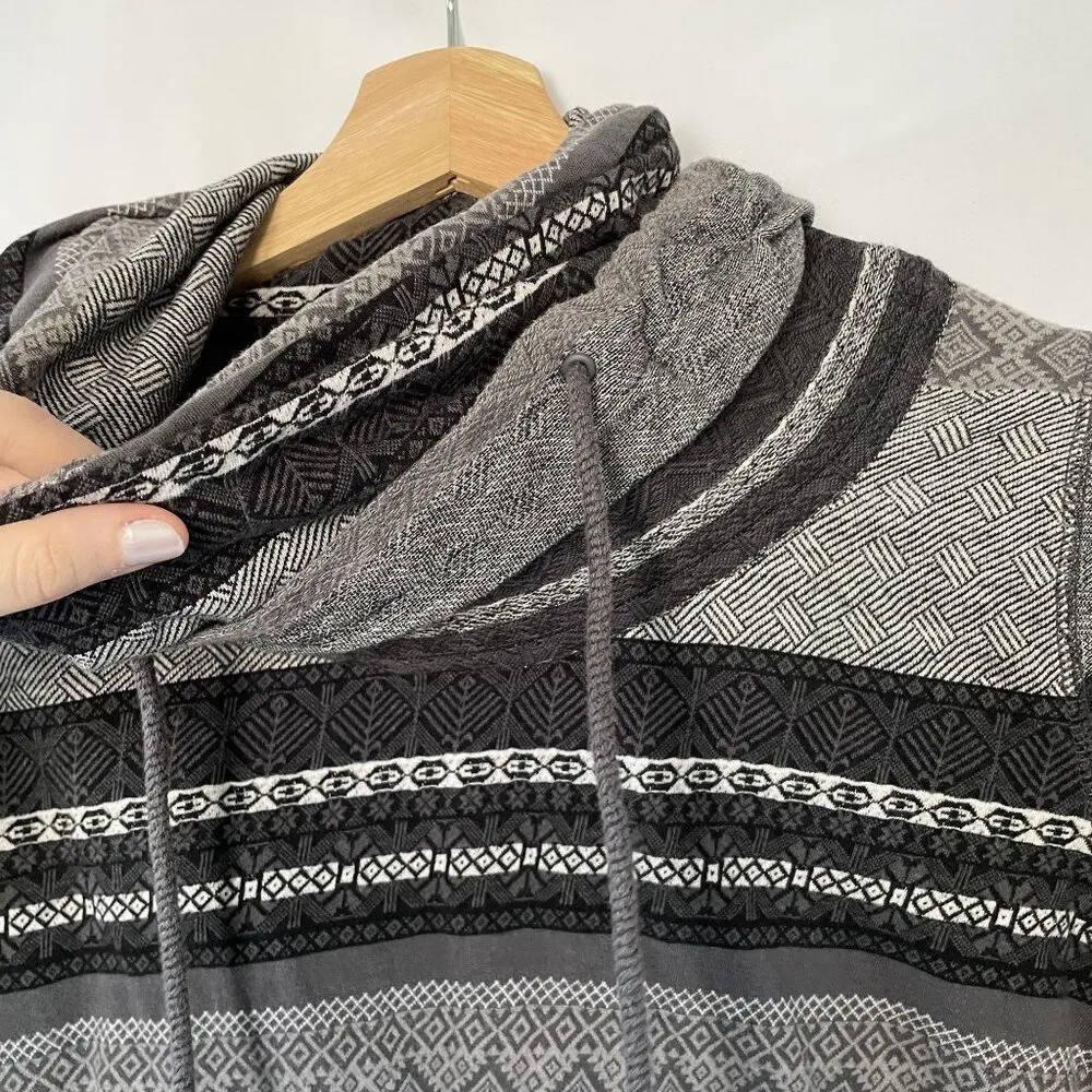 Woolrich Womens Hooded Pullover Sweater With Patterned Stripes gray black casual - Image 4