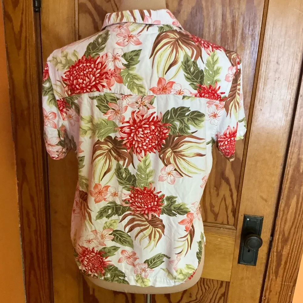 Vtg 90s Lee Tropical Flowers Hawaiian Shirt Size M - Image 10
