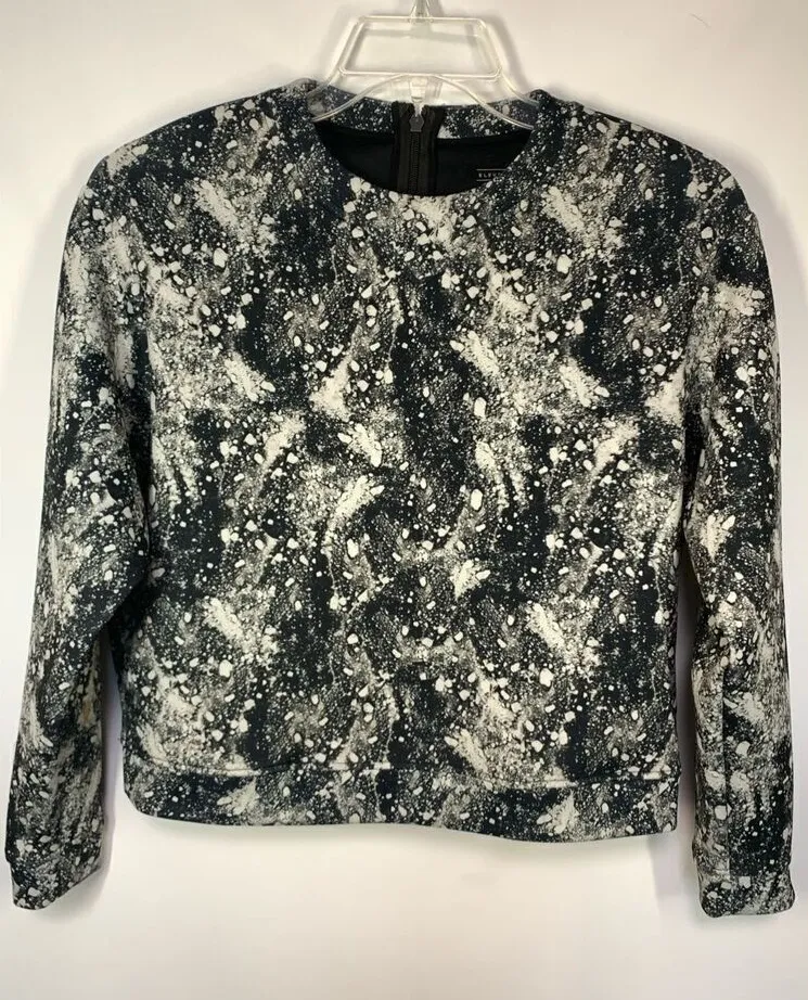 -3. Eleven Paris Women's Abstract Print Long Sleeve Sweatshirt Black Size Small - Image 1