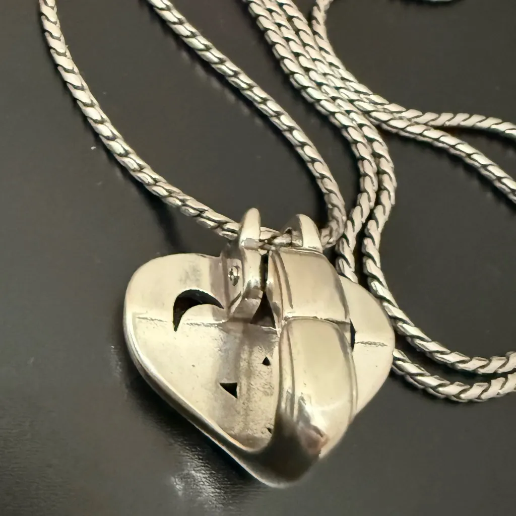 BRIGHTON Silver-plated Alcazar Heart w/ Swarovski Crystal Badge Clip Necklace - Image 9