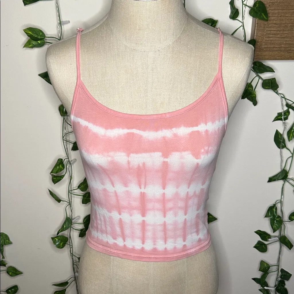 American Eagle Pink & White Tie Dye Spaghetti Strap Tank Top - Image 2