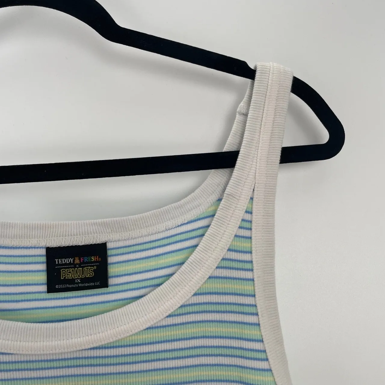 Teddy Fresh x Peanuts Women's Striped Woodstock‎ Ribbed Tank Top Size 1X - Image 4