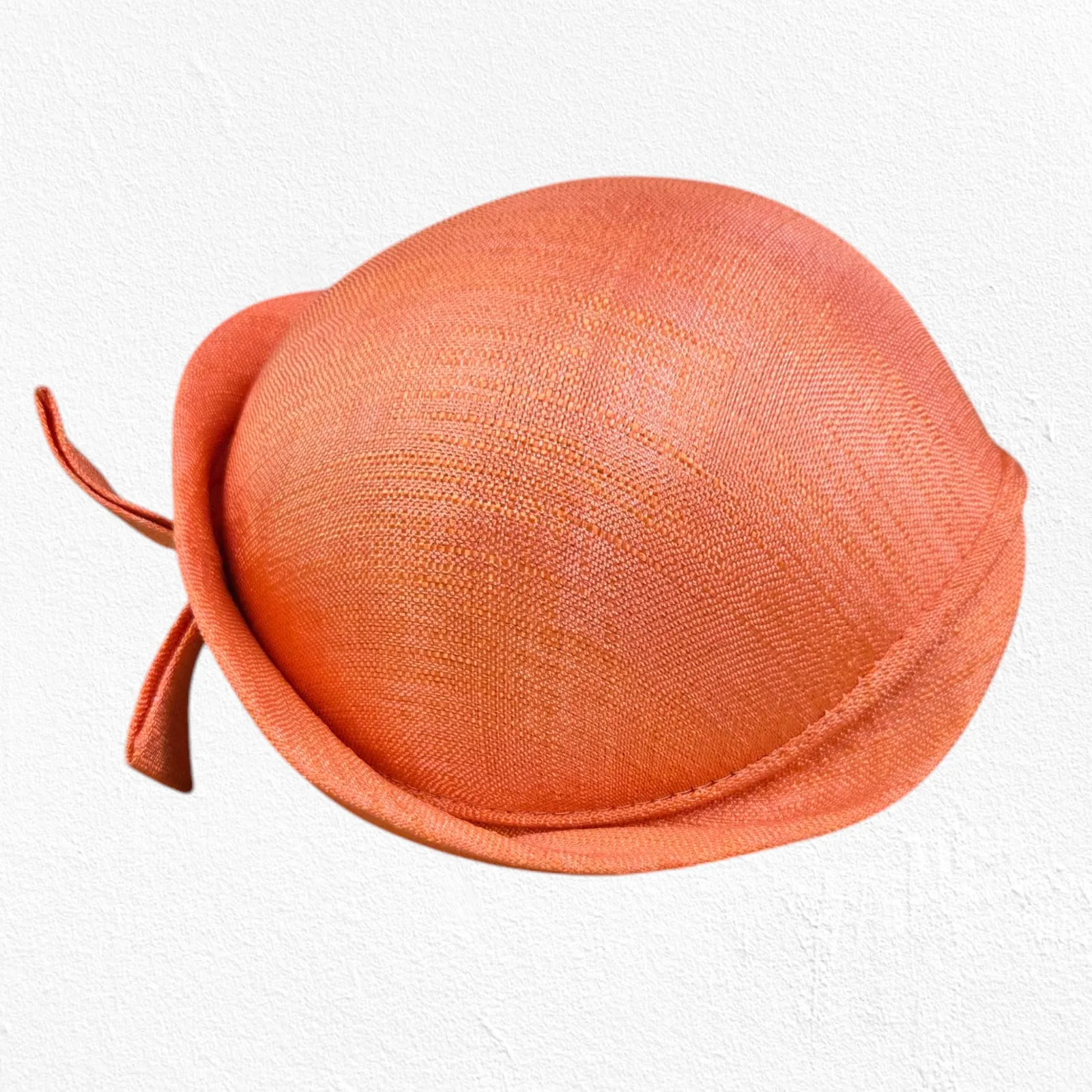 1920s Vintage Orange Cloche Hat Elegant Woven Pearl Bow Rolled Brim Veil Accent - Image 6