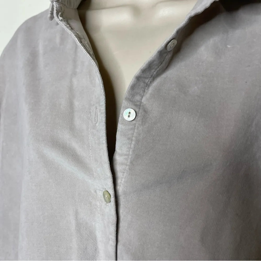 ALBUM DI FAMIGLIA Light Grey Velvet Collar Oversized Button Front Shirt Dress S - Image 12