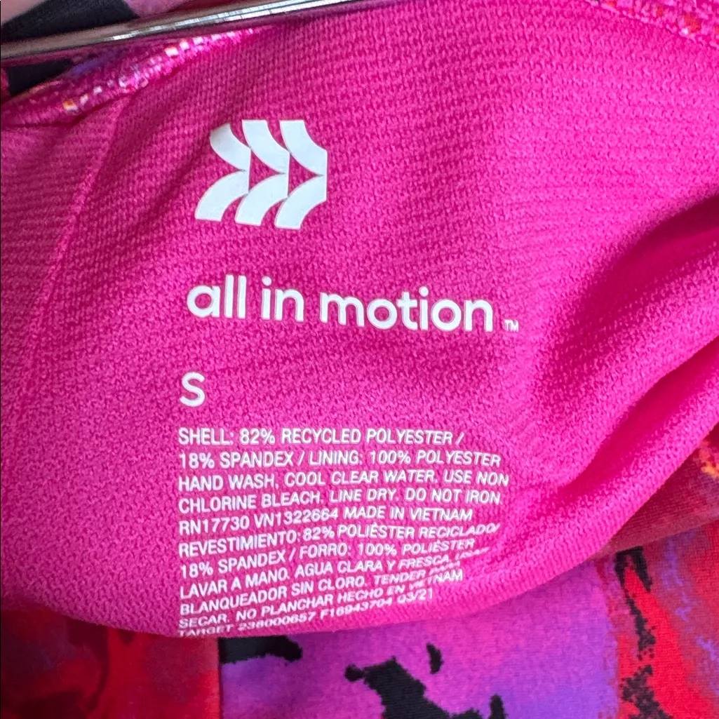 NWOT All in Motion Pink & Black Floral Swim Boyshorts Size Small UPF 50+ - Image 3