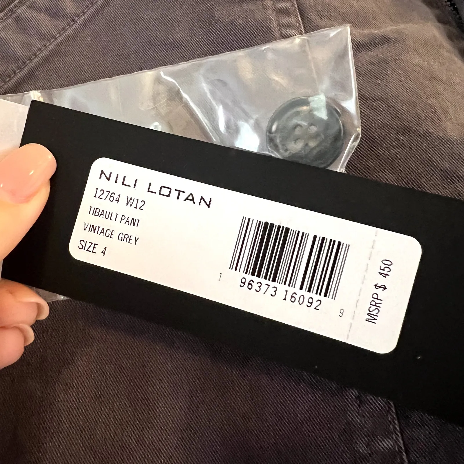 Nili Lotan Tibault Vintage grey Cargo Straight Leg Pants Size 4 Made in USA NWT Gray - Image 4