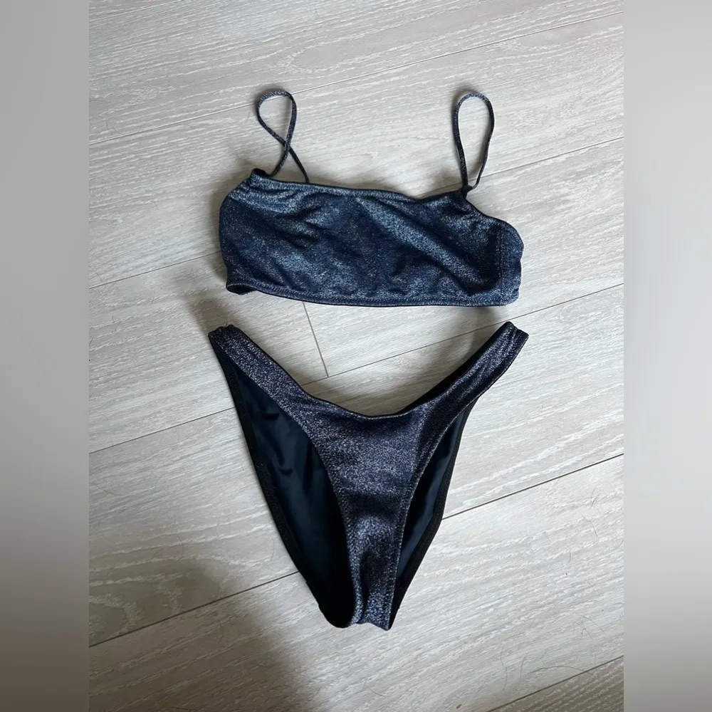 TRIANGL Sparkle/Glitter Blue Two Piece Bikini Size L - Image 3