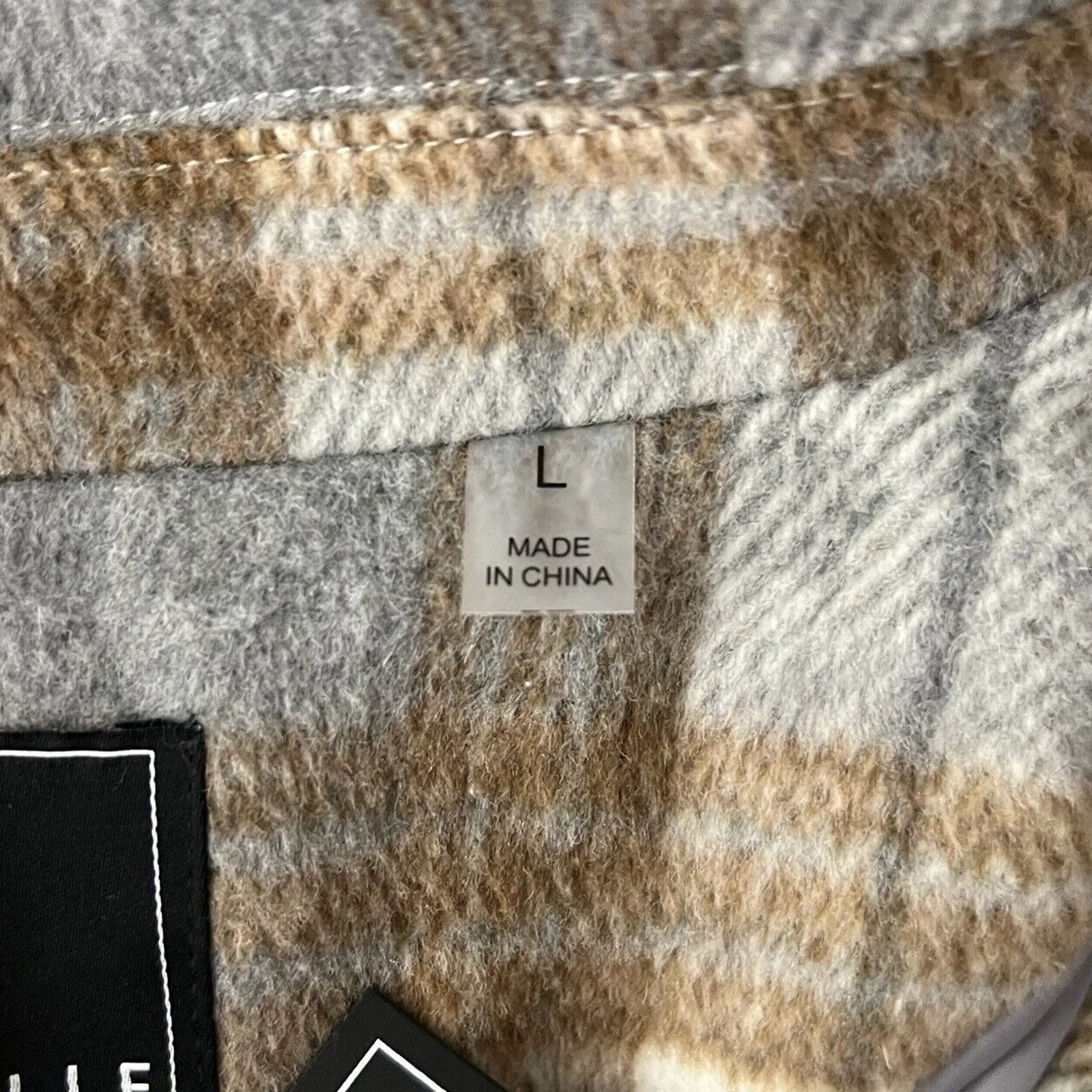 Bagatelle Jacket Womens‎ Large Tan Gray Plaid Bohemian Light Academia Neutral - Image 7