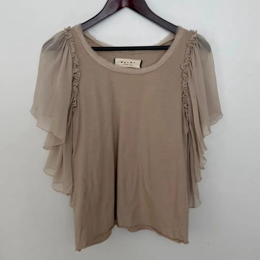 Marni Cream Ruffle Sleeve Blouse - Image 4