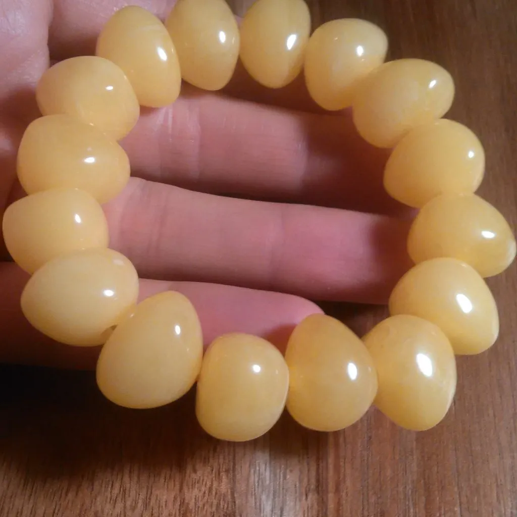 Lab Created Light Amber Nuggets Stretch Bracelet - Image 7