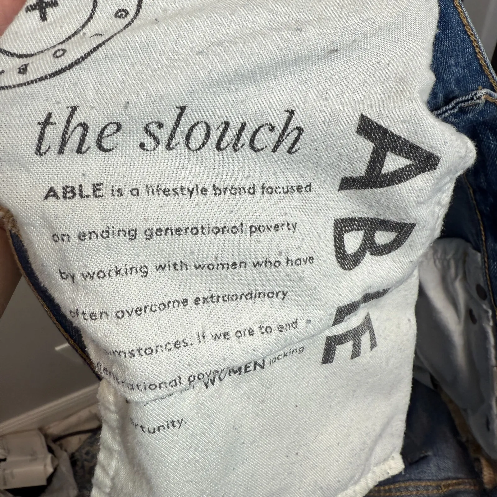 ABLE Jeans Women's 28 Blue Denim Medium Wash Distressed Slouch Casual Stretch - Image 9