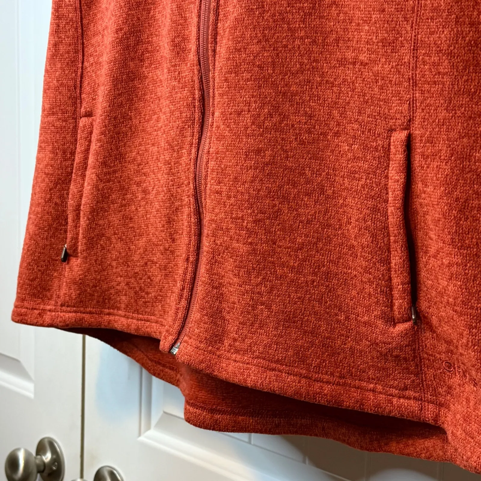 Orvis Fleece Vest Orange Full Zip Down Pockets Outdoor Hiking Travel Unisex XL # - Image 5