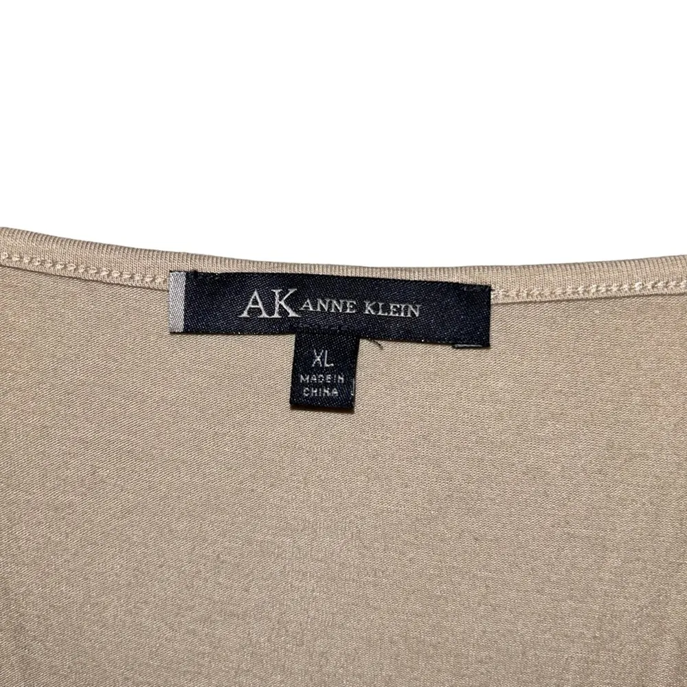 AK Anne Klein Designer Beige Tan Top Women’s Size XL Beaded Detailing Shirt! - Image 2