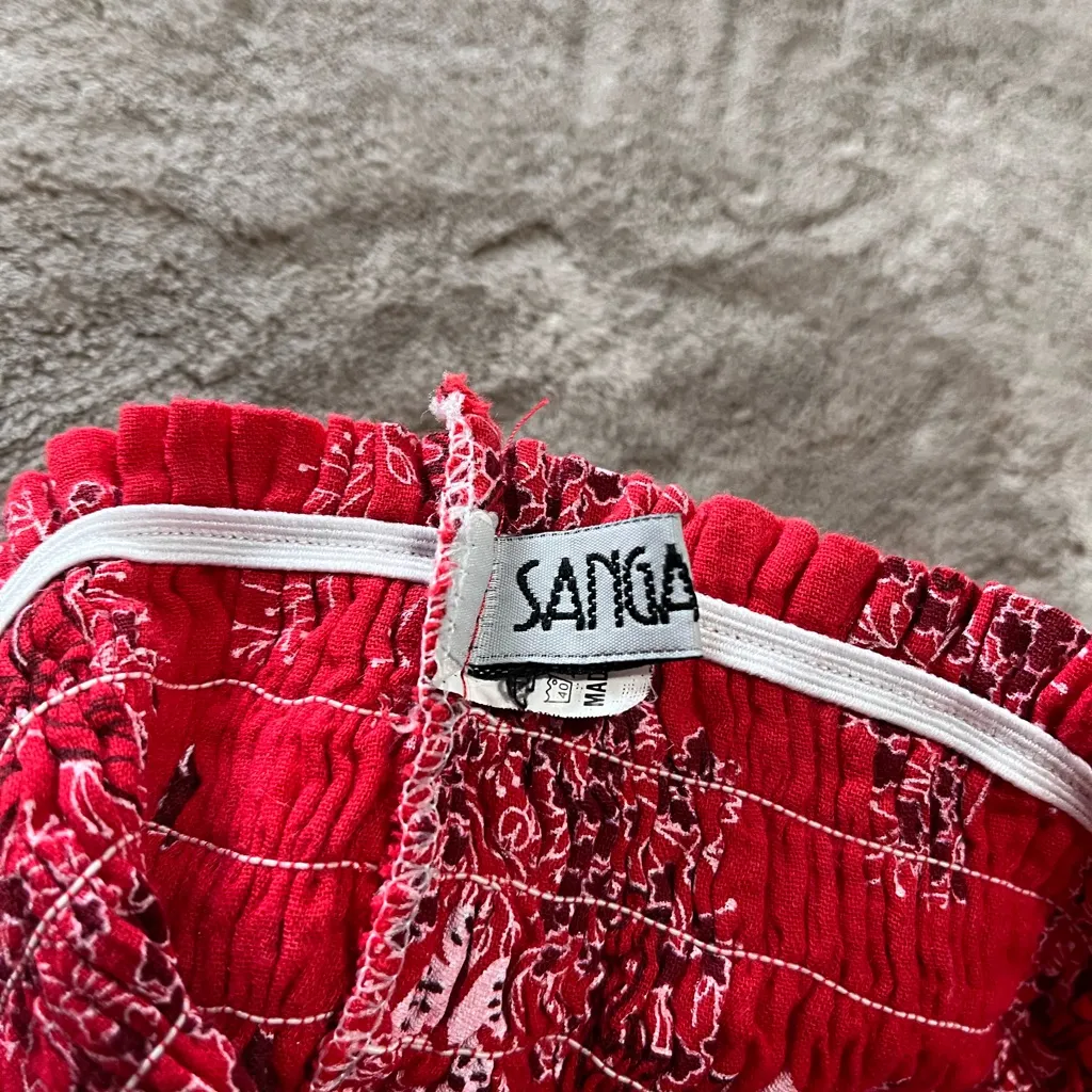 SANGA Boutique Red Butterfly Whimsical Lined Bandana Midi Skirt Sz S EUC - Image 3