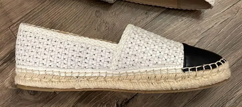 J McLaughlin Womens Redding 2 Black White Espadrille Flat Leather Slip On 9M - Image 8