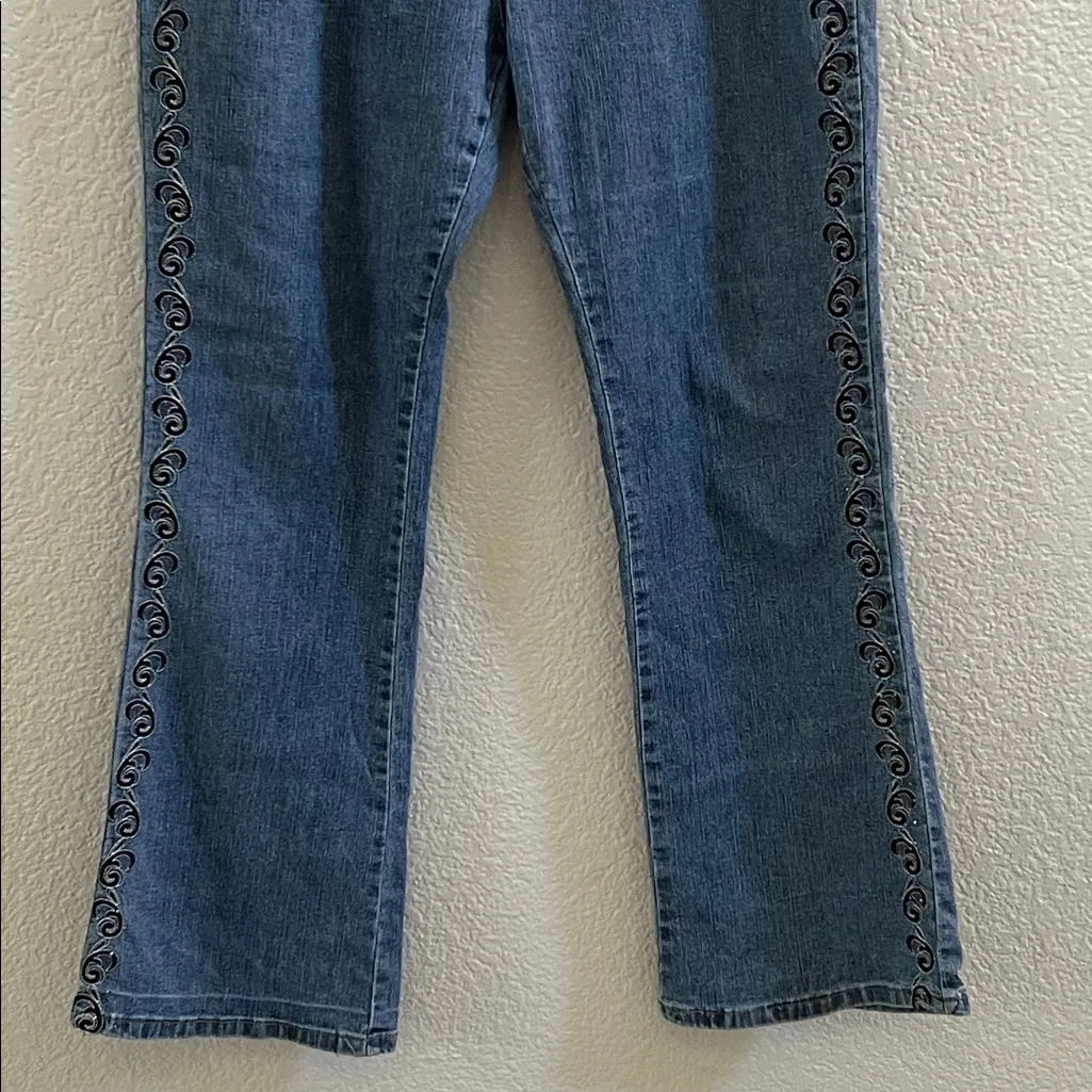 COS Embroidered Black Lace & Embellished Blue Jeans Size 14 - Image 3