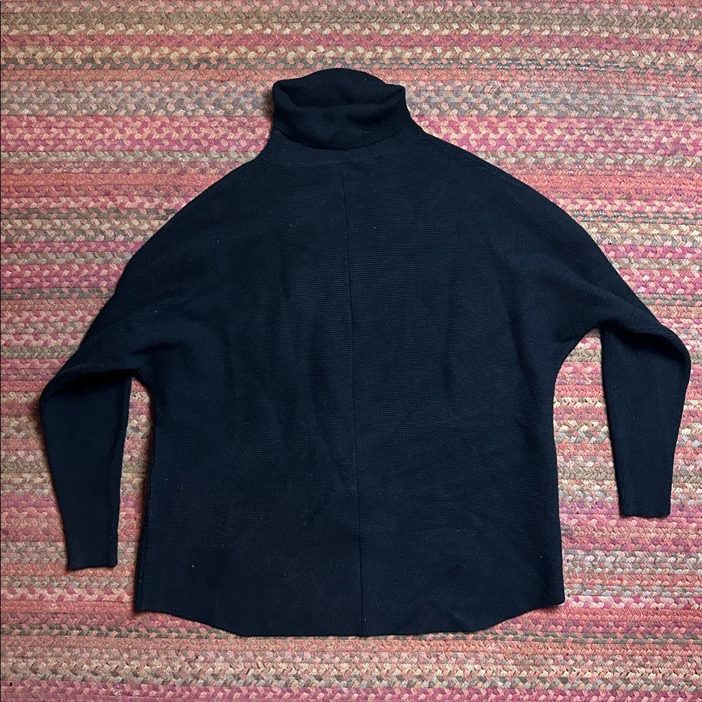 BLACK RIBBED TURTLENECK SWEATER OVERSIZED - Image 6