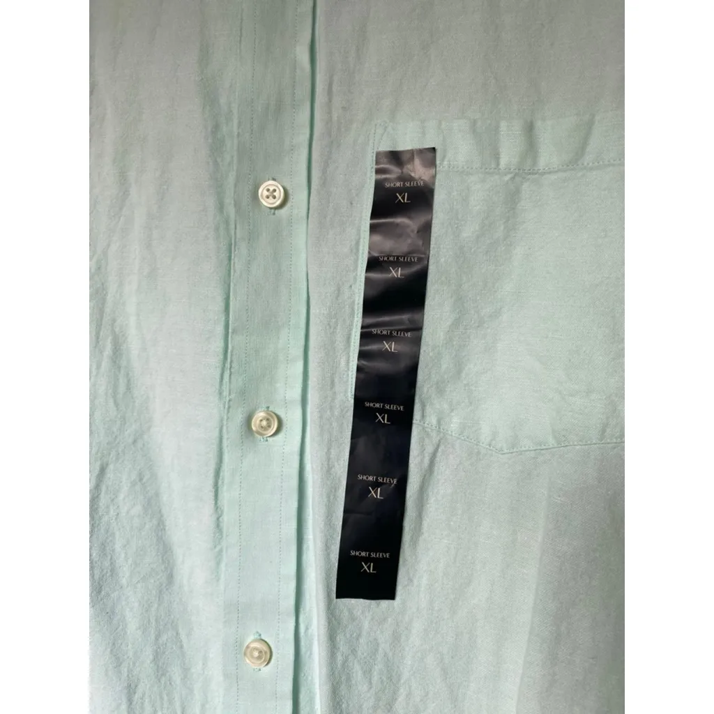Banana Republic Mint Linen Button Up Slim Fit Shirt Quiet Luxury Natural Fiber - Image 4
