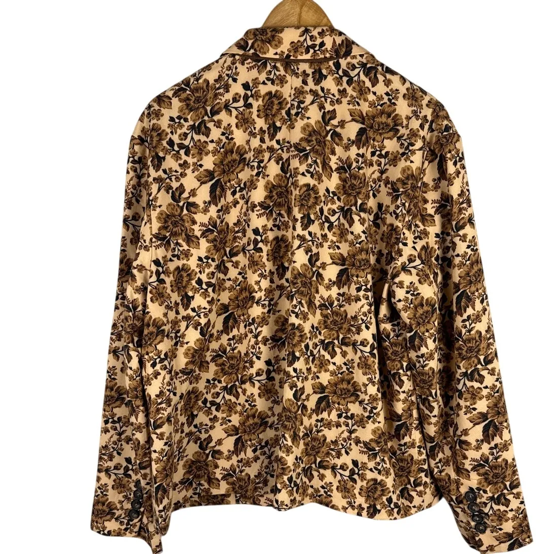 Free People Cali Floral Print Boxy Single Breasted Blazer Sand‎ Combi Size Large - Image 5